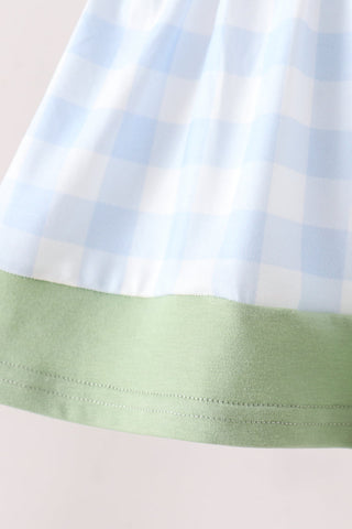 Blue Pumpkin Embroidery Gingham Bloomer set