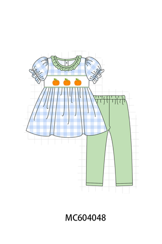 Blue Pumpkin Embroidery Pants Set