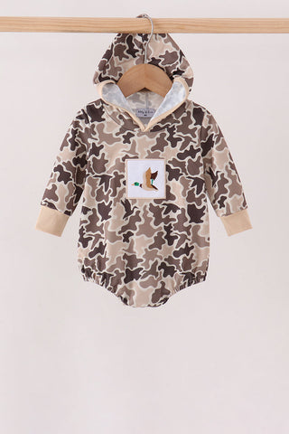 Camouflage duck embroidery hoodie bubble