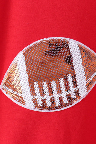 Red football sequin mom&me top