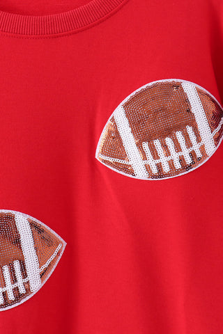 Red football sequin mom&me top