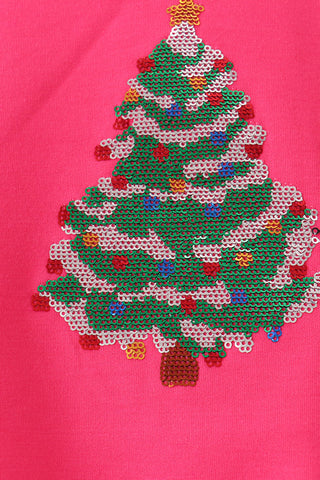 Hot Pink Christmas Tree Sequin Mom&me Top