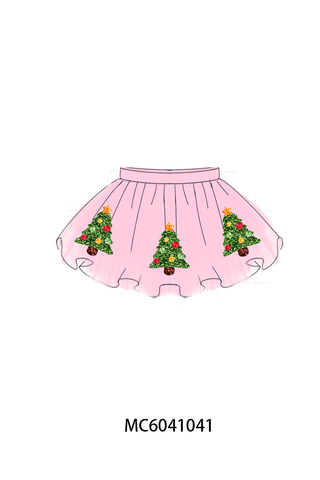 Pink Christmas Tree Sequin Skort