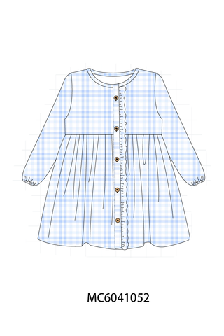 Blue Plaid Ruffle Dress