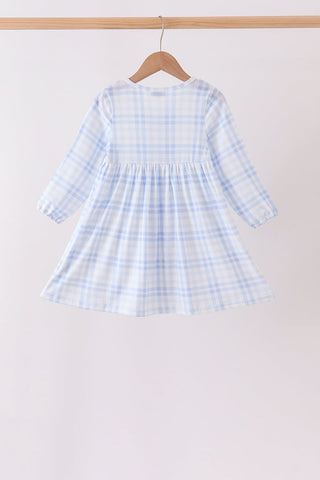 Blue Plaid Ruffle Dress