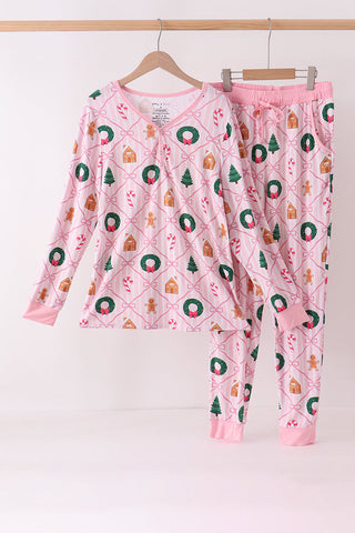 Pink Christmas Tree Bamboo Mom&me Pajama Set