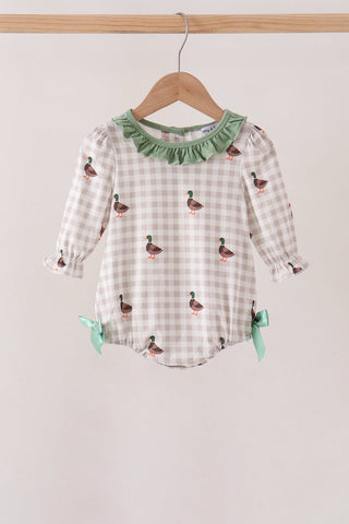 Green Duck Ruffle Gingham Bubble
