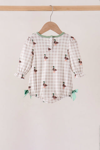 Green Duck Ruffle Gingham Bubble