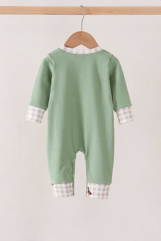 Green Duck guack guack Embroidery Romper