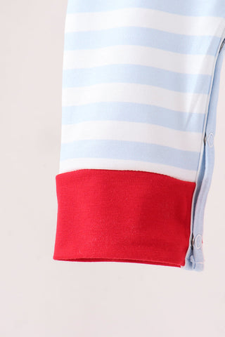 Blue stripe firework applique romper