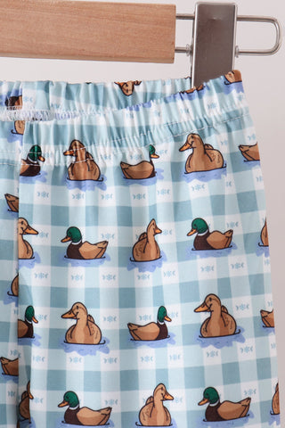 Blue mallard duck embroidery pants set
