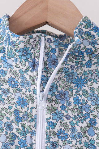 Teal floral print mom&me skorts set