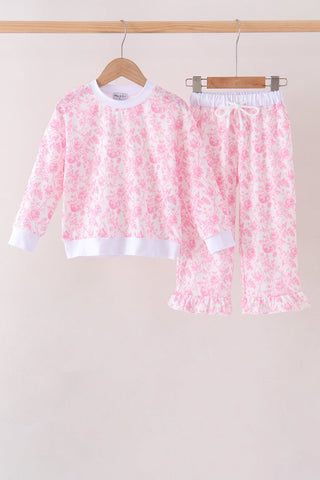 Pink floral print mom&me pants set