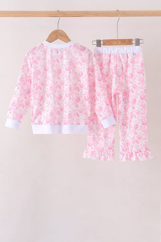 Pink floral print mom&me pants set