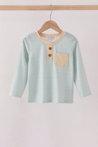 Khaki Geo Diamond Pocket Top