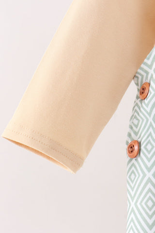 Khaki Geo Diamond 2pc romper set
