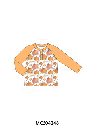 Orange Pumpkin Print Top