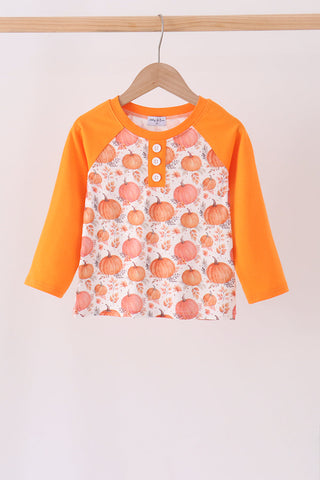 Orange Pumpkin Print Top