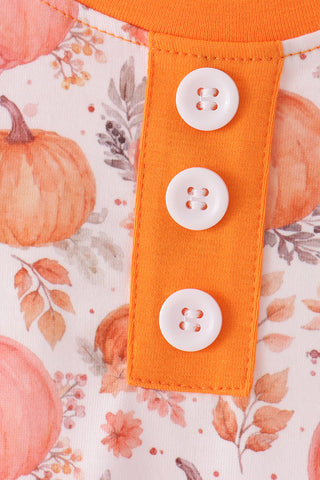 Orange Pumpkin Print Top