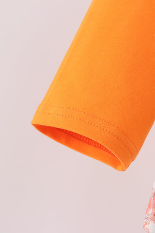 Orange Pumpkin Print Top