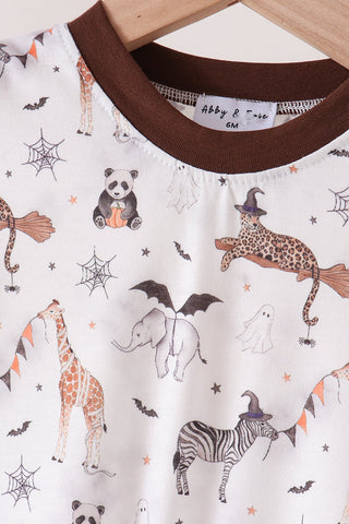 Brown zoo animal romper