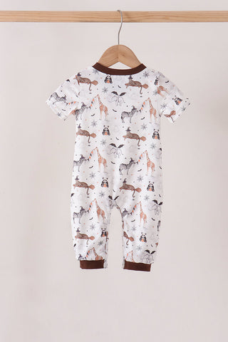 Brown zoo animal romper