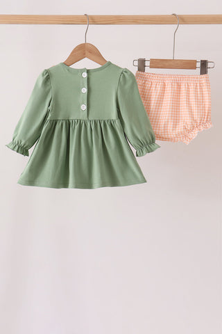 Green farm embroidery bloomer set
