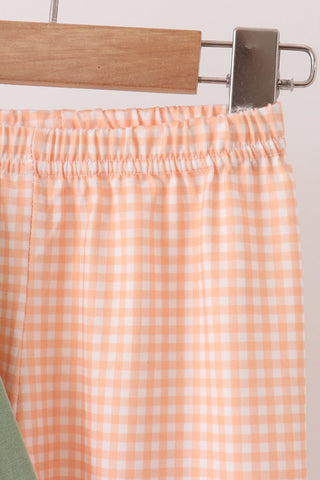 Green farm embroidery ruffle pants set