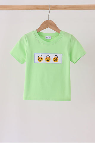 Green Jack-O-Lantern embroidery top