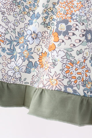 Green pumpkin french knot dress