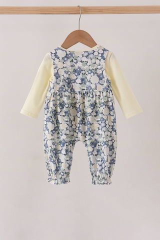 Vintage Floral Smocked Ruffle Romper Set