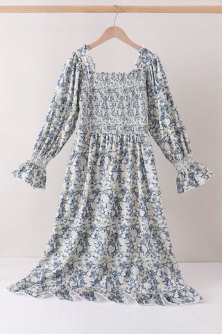 Vintage Floral Smocked Mom Dress