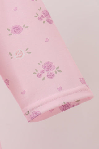 Pink floral bow ruffle dress