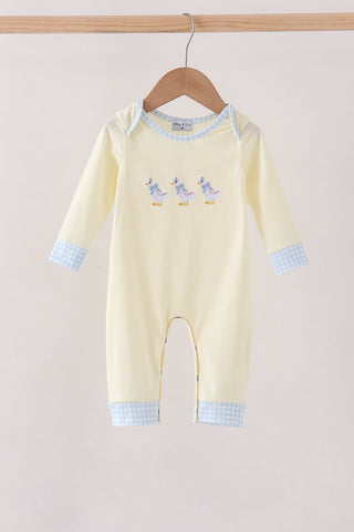 Beige goose embroidery romper