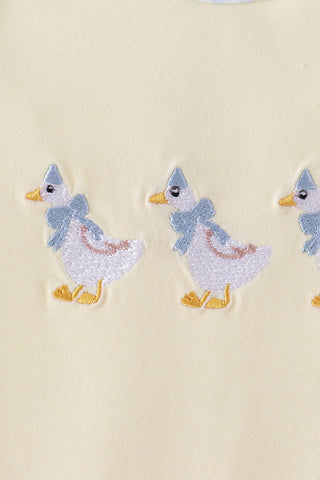 Beige goose embroidery romper