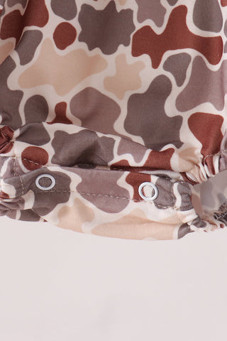 Khaki camoufalge cross deer embroidery ruffle bubble
