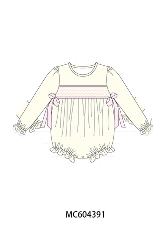 Cream smocked bow bubble