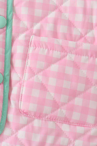 Pink hydrangea gingham ruffle jacket