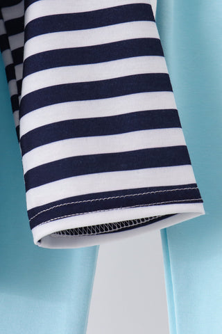 Blue train embroidery stripe pants set