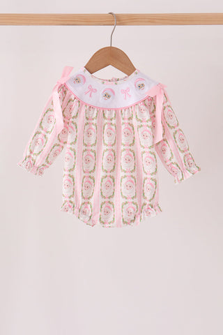 Pink santa bow embroidery bubble
