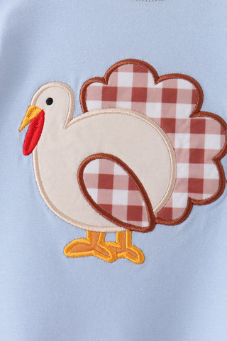 Blue turkey applique romper