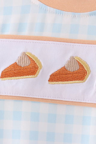Pumpkin Pie Embroidery Gingham Bubble