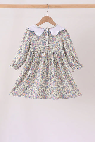 Blue turkey embroidery dress
