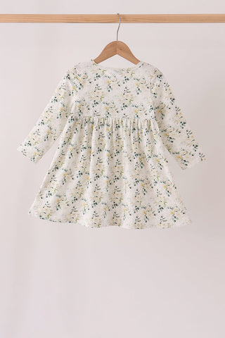 Sage floral smocked ruffle dress