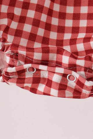 Maroon thankful leaves embroidey gingham bubble