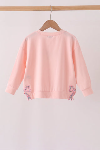 Pink Floral Bow Applique Top