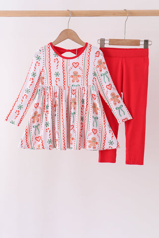Red Gingerbread Bamboo Pants Set