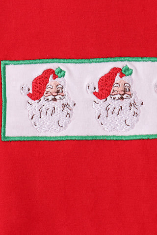 Red Santa Embroidery Pants Set