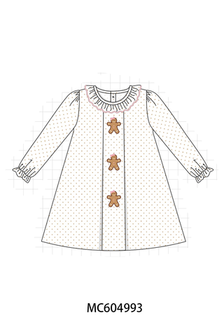 Pink Gingerbread Embroidery Ruffle Dress