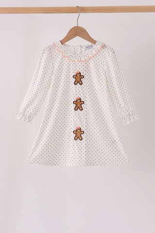 Pink Gingerbread Embroidery Ruffle Dress